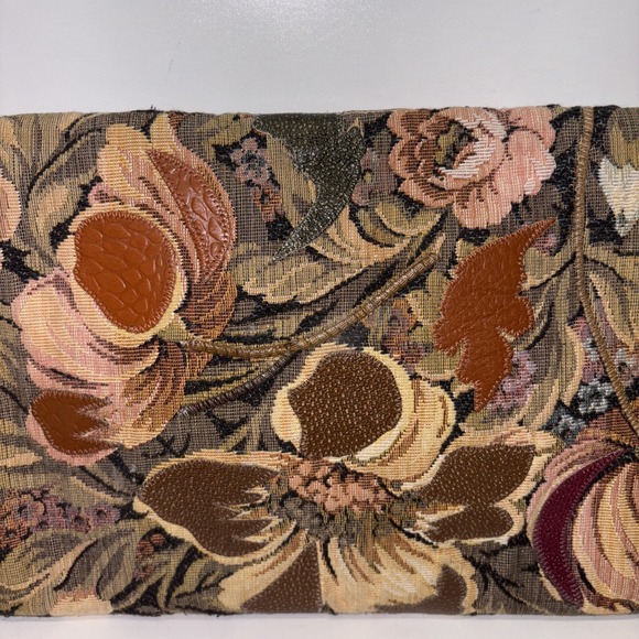 Vintage Carlos falchi tapestry exotic leather Cottage crossbody bag - Picture 5 of 11